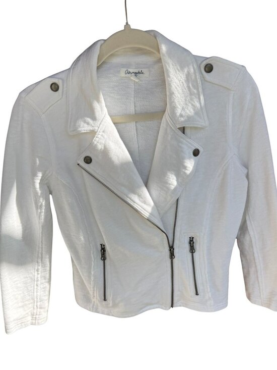 Aeropostale Jackets & Blazers - Aeropostale White Moto Sweatshirt Jacket 🤍 Size M